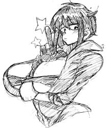 30th_video_rentals alternate_breast_size big_breasts bikini black_hair breasts breasts_bigger_than_head cleavage color curvy doodle female_focus female_only grayscale growth huge_breasts indie_virtual_youtuber jumpsuit kataochi_chuuko large_breasts looking_at_viewer nakako_kataochi plump posing short_hair sketch smile solo solo_female top_heavy virtual_youtuber warawaranka