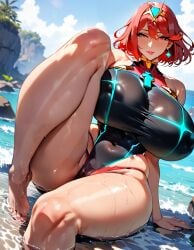 1girls 2k absurd_res ai_generated alternate_breast_size arms_behind_head bare_arms bare_shoulders cameltoe curvy detailed_background earrings feet floating_hair floox_(artist) full_body gigantic_breasts hanging_breasts hd huge_breasts mature_female milf monolith_soft muscular_female narrow_waist nintendo ocean one-piece_swimsuit outdoors pyra pyra_(pro_swimmer)_(xenoblade) pyra_(xenoblade) red_hair sagging_breasts scenery shiny_skin short_hair solo stable_diffusion sunlight taut_clothes thick_thighs tiara uncensored video_games wet_clothes wet_hair wide_hips xenoblade_(series) xenoblade_chronicles_2 xenomon