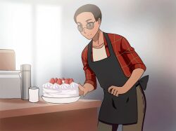 animated animated_gif breast_expansion cake gender_transformation genderswap_(mtf) hair_growth looking_at_viewer mtf_transformation naked_apron pink_hair rikeza rule_63 sunglasses tagme tattooed_arm tattoos transformation