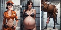 1boy 1girls ai_generated big_belly bikini blowjob bondage brown_hair clothed dominant_feral dress equine_balls equine_genitalia equine_penis female feral fondling from_behind_position horse horseballs horsecock huge_ass huge_balls human human_on_feral interspecies jail lara_croft lara_croft_(survivor) long_hair male mammal officer open_mouth oral partial_male prison sterlingproductions sucking_penis sweat tail tomb_raider zoophilia