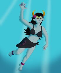 1girls alien alien_humanoid bikini black_hair color colored female female_focus female_only grey_skin grey_skin homestuck homestuck_troll horn horns humanoid humanoid_alien kazeolion original_character solo solo_female swimsuit swimwear troll underwater