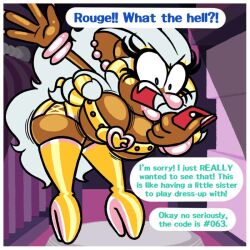 big_ass big_breasts frost-lock gender_transformation gold_bikini gold_jewelry phone sonic_(series) sonic_the_hedgehog transformation