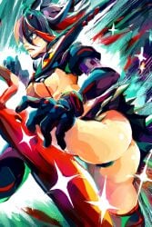 10s 1girls ass breasts huge_ass kill_la_kill large_breasts matoi_ryuuko miwadon multicolored_hair senketsu solo two-tone_hair