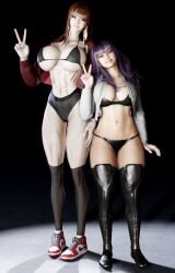 2girls 3d athletic athletic_female big_breasts breasts busty curvaceous curvy curvy_figure dawnie_(sevenarts) female female_focus fit fit_female height_difference hips hourglass_figure kori_(sevenarts) legs light-skinned_female light_skin mature mature_female original original_character original_characters purple_hair round_breasts sevenarts short_hair shorter_female slim_waist tall_female taller_girl thesevenartsx thick thick_hips thick_legs thick_thighs thighs voluptuous waist wide_hips