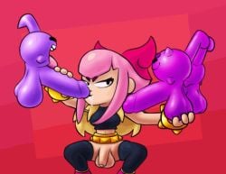 1female 1futa animated areolae ball_with_hyper_features balls big_balls big_penis blowjob bottomless brawl_stars breasts clothed clothing erection fellatio flaccid futa_is_smaller futanari gangbang gif grabbing_balls grabbing_penis huge_cock human humanoid_penis light-skinned_futanari melodie_(brawl_stars) melodie_note_(brawl_stars) meowny nipples partially_clothed penis pink_hair precum self_upload sitting size_difference small_but_hung smiling smooth_balls smooth_penis waddling_head