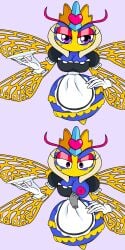 bee breasts_out heart-shaped_nipples kirby_(series) kirby_triple_deluxe maid_outfit purple_eyes queen_sectonia