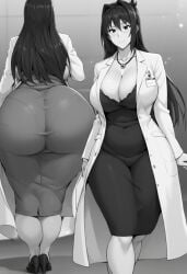 ai_generated ass_focus ass_grab bbw bbw_mom big_butt dat_ass doctor female_focus female_only heels huge_ass huge_asscheeks labcoat legs_apart maken-ki! multiple_views nijou_aki nurse plump_ass presenting_hindquarters round_butt thick_thighs thighs_apart thunder_thighs thunderthighs