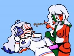 animated breasts countryhumans countryhumans_girl mexico_(countryhumans) strap-on united_states_of_america_(countryhumans) yuri