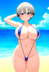 ai_generated armpits bad_tag bikini breasts female female_only large_breasts presenting short_hair sling_bikini solo swimsuit uzaki-chan_wa_asobitai! uzaki_hana