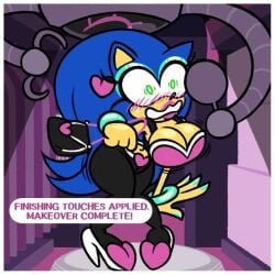 big_ass big_breasts english_text frost-lock rouge_the_bat_(cosplay) sonic_(series) sonic_the_hedgehog sonic_the_hedgehog_(series) text transformation