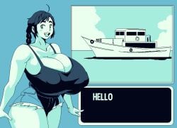 1girls breasts female harorlood huge_breasts limited_palette marina_(harorlood) pixel_art text