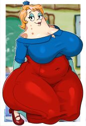 1girls 2024 anthro bbw blonde_hair breasts breasts_bigger_than_head chubby cleavage clothed_female clothing curvaceous curvy curvy_figure digital_drawing_(artwork) disastrouspanda fat female female_focus fish full_body fully_clothed hat huge_breasts lipstick looking_at_viewer makeup massive_ass massive_breasts massive_butt mature mature_female milf mrs._puff nickelodeon plump pufferfish shoes skirt solo solo_female solo_focus spongebob_squarepants thick_thighs voluptuous voluptuous_female wide_hips