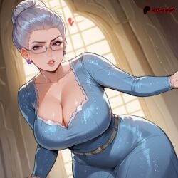 ai_generated big_breasts blue_dress cleavage dreamworks fairy_godmother_(shrek) female female_only gilf light-skinned_female looking_at_viewer mature_female older_female shrek_(series) shrek_2 tagme twitter_link yashugai