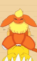 blue_eyes cowgirl_position cum_inside eeveelution eeveelution_squad feral_on_feral flareon generation_1_pokemon incest jolteon moaning_in_pleasure mollie_(eeveelution_squad) red_body red_fur sigma_rizz speed_(eeveelution_squad) yellow_body yellow_fur