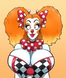 1girls bikini bra cleavage clown clown_girl clown_makeup clown_nose clownification female female_only huge_breasts kobi-tfs