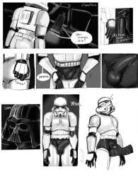 2d bulge bulge_through_clothing clothed clothed_sex cybertuna darth_vader dialogue english_text forced_strip fraternity gay gay_sex grabbing_bulge helmet male male_focus male_only masked masked_male sith soldier spaceship standing_at_attention star_destroyer star_wars stormtrooper verbal