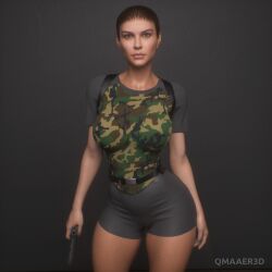 army_girl army_uniform qmaaer qmaaer3d solo_female