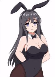 black_hair bunny_ears bunnysuit cleavage cosplay hfxpins sakurajima_mai seishun_buta_yarou_wa_bunny_girl_senpai_no_yume_wo_minai