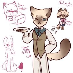 1boy butler butler_uniform cartoony cat_boy cat_ears cat_humanoid cat_tail catboy digital_art feline feline_humanoid feline_penis oc older_brother original_character original_characters pawsomeow sheath sheathed siamese siamese_cat sketch tagme