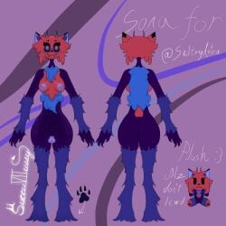 anthro black_sclera blue_fur fur furry idk_what_to_tag_it monster oc pink_eyes pink_fur plush plushie purple_fur red_fur