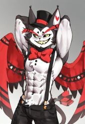 ai_generated catboy demon domestic_cat felid feline hazbin_hotel humanoid husk_(hazbin_hotel) male_only