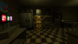 chica_(cally3d) chica_(fnaf) chiku chiku_(cryptia) embarrassed embarrassed_nude_female exposed_breasts female five_nights_at_freddy's large_ass large_breasts large_butt large_thighs