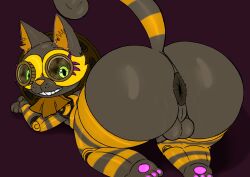 2024 anthro anus ass ass_up balls big_ass big_butt bottom_heavy brown_body brown_clothing brown_ears brown_legwear brown_nose brown_tail brown_thigh_highs clothing digital_media_(artwork) domestic_cat eyewear felid feline felis femboy fur genitals goggles green_eyes hi_res huge_ass huge_butt legwear looking_at_viewer looking_back machine male mammal multicolored_body multicolored_clothing multicolored_fur multicolored_legwear multicolored_thigh_highs nekoni nintendo pawpads presenting presenting_hindquarters princess_peach:_showtime! purple_pawpads purrjector_cat_(pps) rear_view robot sharp_teeth shortstack slutty_outfit smile solo super_mario_bros. tail teeth thick_thighs thigh_highs three-quarter_view two_tone_body two_tone_clothing two_tone_fur two_tone_legwear two_tone_tail two_tone_thigh_highs