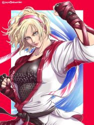 big_breasts blonde_hair blue_eyes female female_only lidia_sobieska skindentation tekken tekken_8 tight_clothing tight_fit yusahare