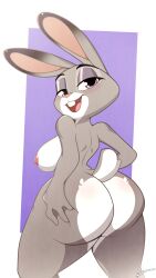 absurd_res anthro ass big_butt breasts disney female hi_res judy_hopps lagomorph leporid mammal nipples nude rabbit solo sprinkles_(artist) thick_thighs wide_hips zootopia