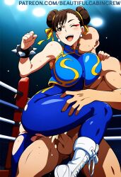 ai_generated beautifulcabincrew capcom chun-li chun-li_(fortnite) clothed_sex female hair_buns hair_ribbon happy_sex large_breasts street_fighter street_fighter_alpha vaginal_penetration vaginal_sex