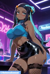 ai_generated big_ass big_breasts bukkake cum cumshot dark-skinned_female dark_nipples dark_skin g-string gangbang huge_nipples nessa_(pokemon) nightclub pokemon pokemon_(trainer) pussy robosusensei sex stomach_bulge stripper_pole