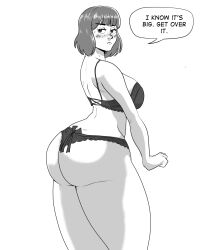 1girls ass big_ass chiara_(harorlood) female freckles harorlood lingerie speech_bubble text thighs