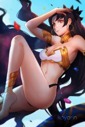 1girls arms_up big_ass cleavage fate/grand_order fate_(series) female female_only ishtar_(fate) koyorin light-skinned_female midriff red_eyes solo