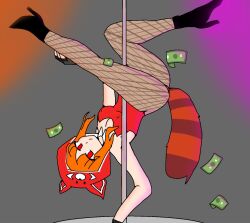 1girls arsenal_(rolve) artist_request big_ass bunnysuit orange_hair pantyhose red_panda_(rolve) roblox roblox_game robloxian rolve source_request strip_club stripper stripper_pole tagme