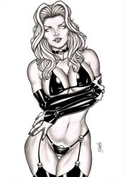 1girls big_breasts chaos_comics dominant_female ed_benes_studio elberty_(artist) emotionless lady_death latex_bra latex_gloves tagme white_body white_eyes white_hair