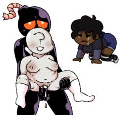 1boy 2girls anon anonymous_female artist_self-insert balls bandaged_chest belly bomb breasts carol_(bbpanzu) chubby clothed_female crying cuckquean cum cum_in_pussy dark-skinned_female fat fat_folds fat_woman female friday_night_funkin friday_night_funkin_mod humanoid lifted lipstick male male_penetrating nipples nude nude_female penis pussy self_insert sex sivuliike socks straight taller_male vaginal_penetration whitty whitty_(friday_night_funkin) whitty_(sock.clip)