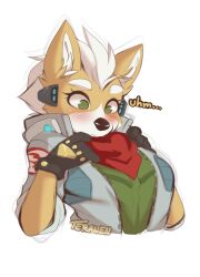 anthro blush breasts english_text fox fox_mccloud hair nintendo rule_63 star_fox teranen text