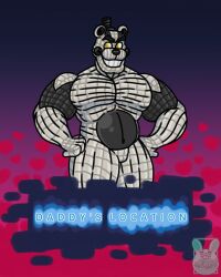 1boy 1male animatronic anthro bara bear belly belly_button bulge cable cables chubby chubby_male five_nights_at_freddy's five_nights_at_freddy's:_sister_location hands_on_hips looking_away machine male male_only mammal moobs muscular_arms muscular_male ornyrabi77 pecs sister_location smiling solo text the_ornyrabi77 therabit ursid wire wires yellow_eyes yenndo_(fnaf)