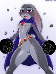 2022 4_fingers absurd_res anthro belt breasts buckteeth bunny_raven clothing crossover dc dc_comics desertkaiju digital_media_(artwork) disney eyebrows female fingers fur furry furry_only genitals gloves handwear hi_res innie_pussy judy_hopps lagomorph leporid looking_at_viewer mammal multicolored_body multicolored_fur nipples open_mouth open_smile outerwear pussy rabbit raven_(dc) simple_background small_breasts smile solo teen_titans teeth two_tone_body two_tone_fur zootopia