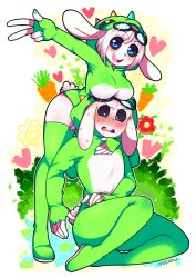 1boy 1girls anthro black_eyes blue_eyes blush breasts bunny_girl clothed conterstine looking_at_viewer minecraft_youtubers rabbit_boy rabbit_ears rabbit_humanoid rule_63 youtube youtube_hispanic youtuber youtuber_boy