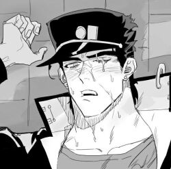 2boys after_fellatio cum cum_on_face gay jojo's_bizarre_adventure jotaro_kujo male_focus male_only stardust_crusaders yaoi ziguck