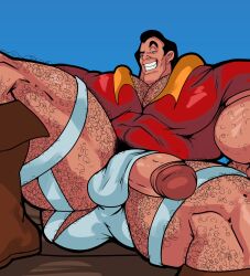 beauty_and_the_beast boner disney disney_villains erect_penis erection gaston growth hairy hard_on huge_pecs male_only mirovbent muscles muscular muscular_male penis_out penis_through_leghole smiling_at_viewer spread_legs thick_thighs uncut what