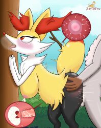 animal_penis anthro anthro_on_anthro arturfox big_breasts bodily_fluids braixen breasts cum cum_in_pussy cum_in_uterus cum_inside duo female female/female genital_fluids hi_res impregnation inflation male male/female nintendo ovum pokémon_(species) pokemon pokemon_(species) solo_focus uterus video_games x-ray