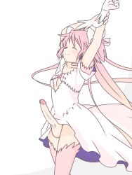 1futa balls big_penis blush bottomless breasts closed_eyes clothed clothing dress elbow_gloves erection futa_only futanari gloves human legwear light-skinned_futanari light_skin long_hair madoka_kaname mahou_shoujo_madoka_magica mostly_clothed penis pink_hair pink_legwear pink_stockings small_breasts smile solo spring_b standing stockings twintails uncensored white_dress white_gloves