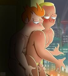 bender_bending_rodriguez dad_bod flaccid flaccid_penis futurama gay human_bender leg_grab male male/male male_only muscles muscular muscular_male philip_j_fry rcc2002 small_penis