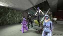 3d aria_t'loak ball_gag blindfold bondage collar crystal_(mass_effect) erection freekiller futanari huge_belly huge_breasts liara_t'soni mass_effect pregnant samara self_upload slave whip writing_on_skin