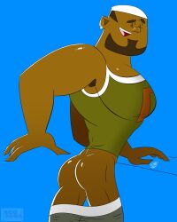 ass butt dark-skinned_male dark_skin dj_(tdi) gay jamaican looking_back male male_only melanin muscles muscular muscular_male pants_down rcc2002 teen_boy total_drama_island