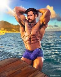 1boy abs actor armpits celebrity clark_kent dc dc_comics dc_extended_universe erect_penis erection erection_under_clothes erection_under_underwear flexinf hard_on henry_cavill in_character in_water kal-el looking_at_viewer lordgayartist male male_only muscles muscular muscular_male outdoors outside pecs posing solo superman_(series) uncensored yaoi