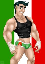 1boy abs bara bulge crop_top human italy little_mac male male_only muscles muscular muscular_male nintendo punch-out!! punch_out rcc2002 short_shorts shorts solo tagme tank_top video_games