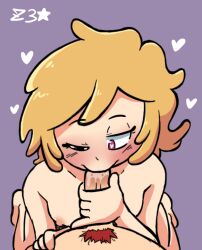 aiden_fox_(fnafhs) ann_chica_(fnafhs) blonde_hair blowjob blowjob_face breasts chica_(fnafhs) fhs fhsz3r0 fnafhs fnafhs_z3ro fnafhsrule34 foxy_(fnafhs) heart heart-shaped_pupils hearts_around_head holding_penis offscreen_character oral oral_penetration oral_sex pov pov_blowjob purple_eyes unseen_character unseen_male_face z3star